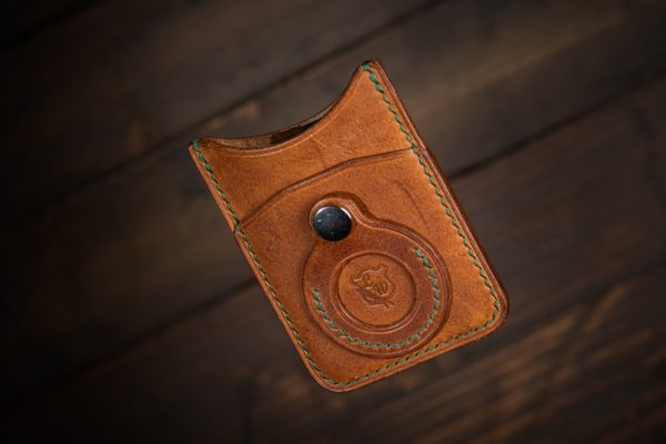 Handmade Leather Card Wallet With Apple AirTag Pocket - Image 4
