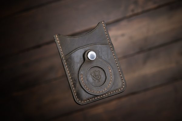 Handmade Leather Card Wallet With Apple AirTag Pocket - Image 6
