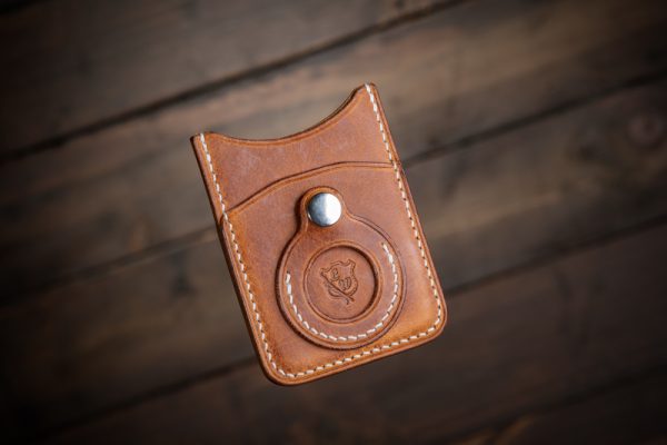 Handmade Leather Card Wallet With Apple AirTag Pocket