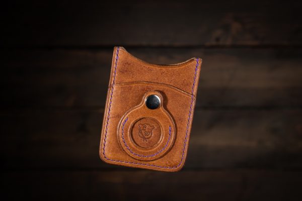 Handmade Leather Card Wallet With Apple AirTag Pocket - Image 7