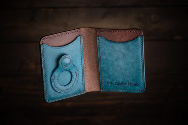 Handmade Leather Apple AirTag Bifold Card Wallet