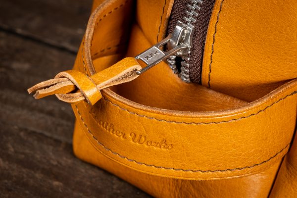 Handmade Leather Travel Wash Bag - Image 3